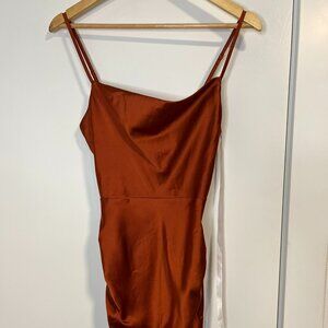 NWT: Missguided Satin Cowl Neck Ruched Side Mini Dress